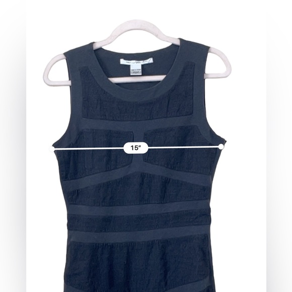 Diane Von Furstenberg Dress 8 Wool Blend Sleeveless Sheath Black - Picture 5 of 8